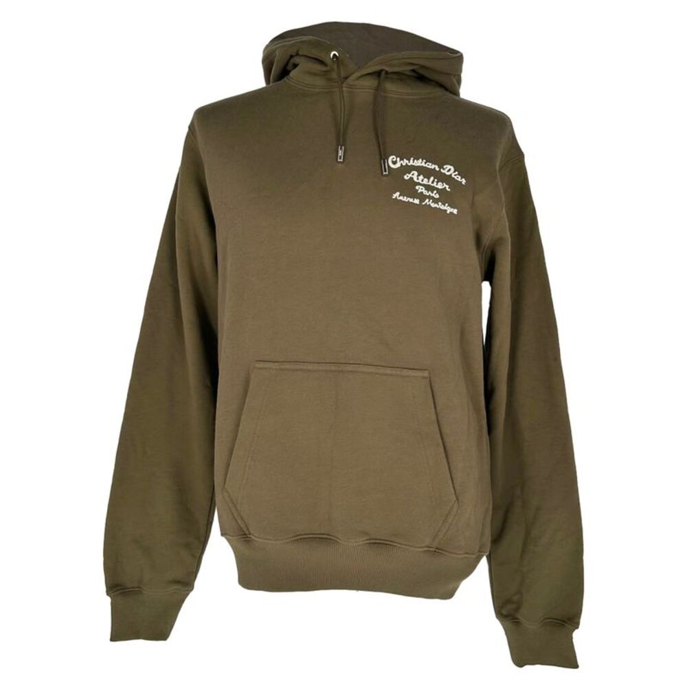 Dior Logo-Embroidered Hoodie in Brown Cotton